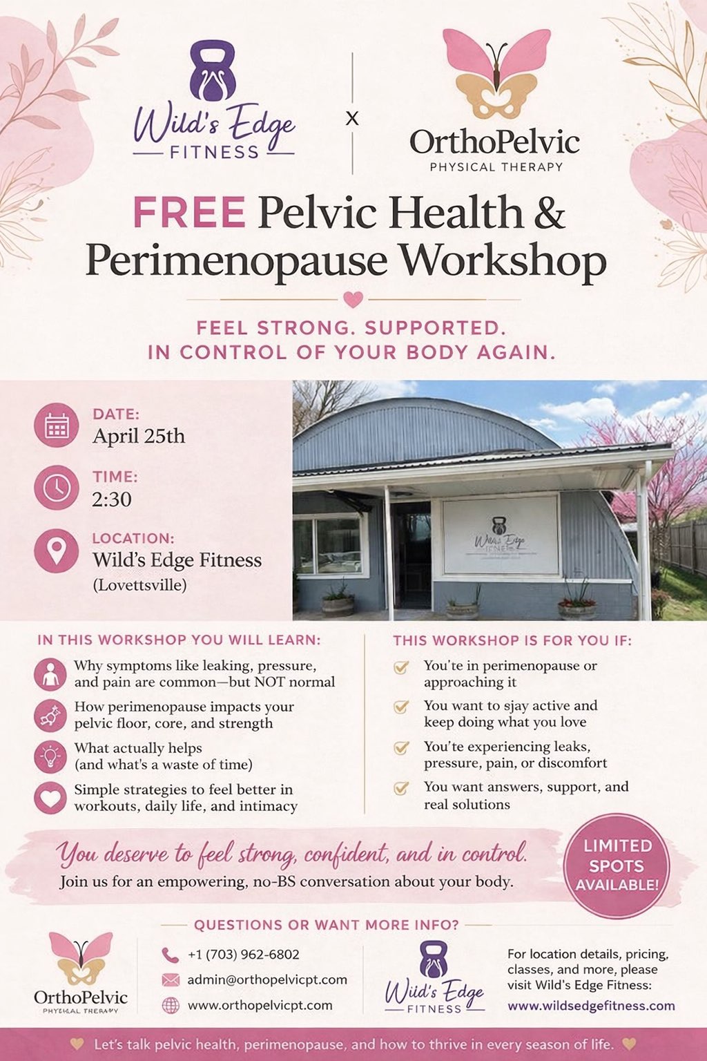 eal Education. Real Results. Real People. At OrthoPelvic PT, we don’t just treat — we educate and empower. When you attend our events, you’ll: ✔ Get expert guidance from licensed physical therapists ✔ Learn practical strategies you can apply immediately ✔ Connect with a supportive, local community ✔ Discover solutions for pain, performance, and long-term health