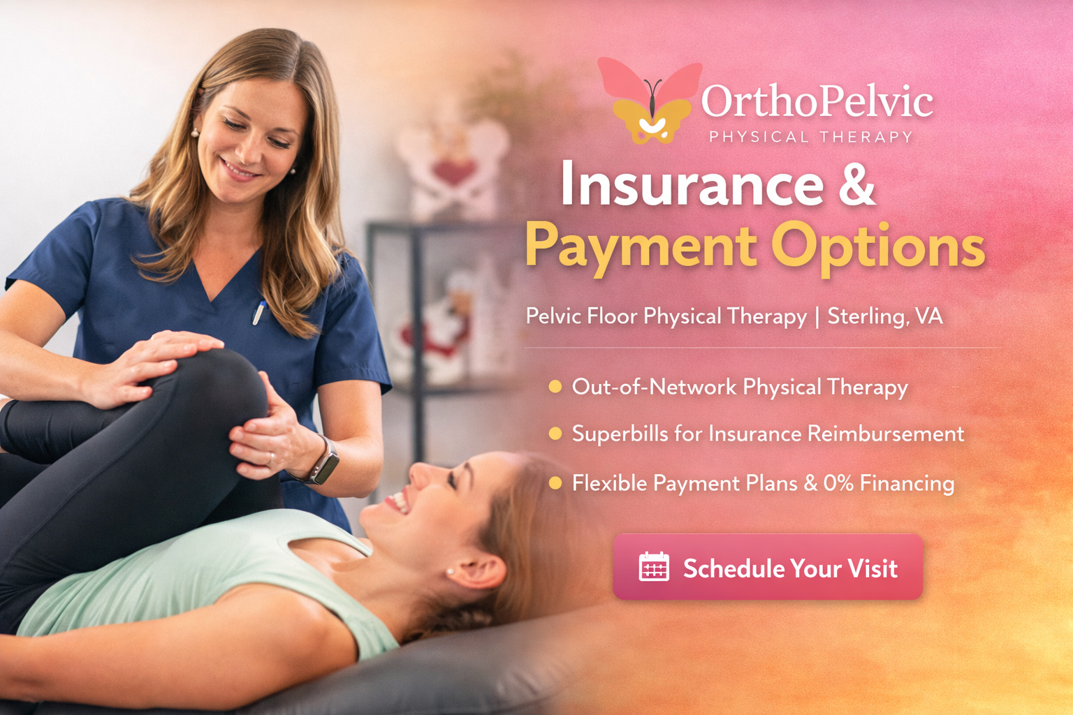 Learn about out-of-network physical therapy, superbills, and flexible payment options at OrthoPelvic PT in Sterling, VA. CareCredit & 0% financing available.