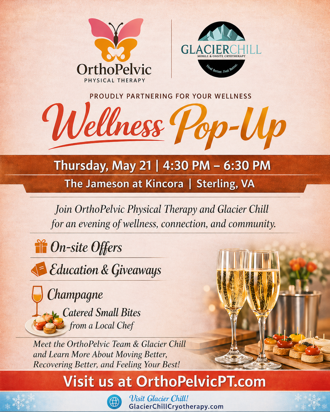 oin OrthoPelvic Physical Therapy in Sterling, VA for a wellness pop-up featuring recovery, women’s health education, community connection, and special onsite offerings.